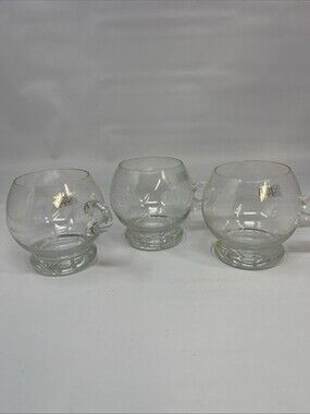 Krosno Crystal Punch Bowl Cups with Handles - Set of 3